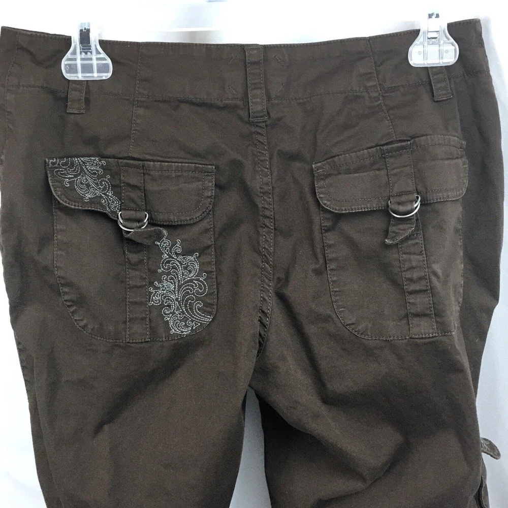 Title Nine 9 Women Size 4 Bown Pants‎ Embroidery Pockets Cotton - Picture 4 of 5